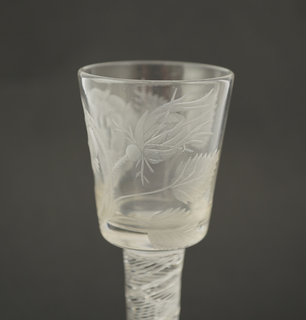 A Jacobite cordial glass, c.1750